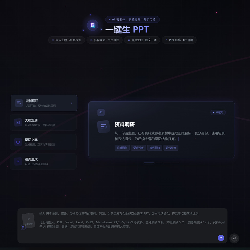 AI一键生成PPT示意